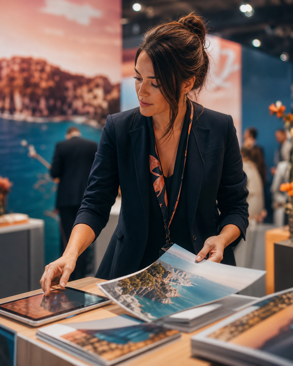 A travel business team working together