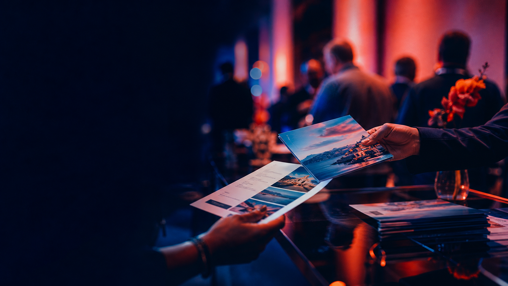 Travel professionals meeting at a trade event